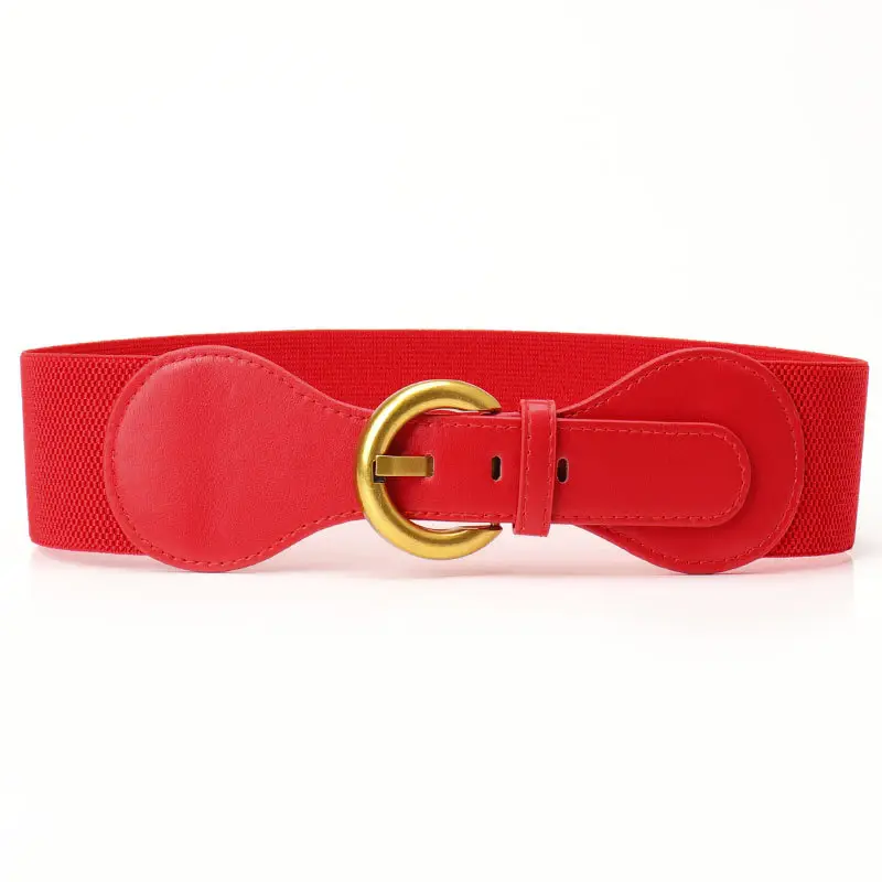 Women's Vintage Pin Buckle Elastic Waist Belt Brown - Image 3