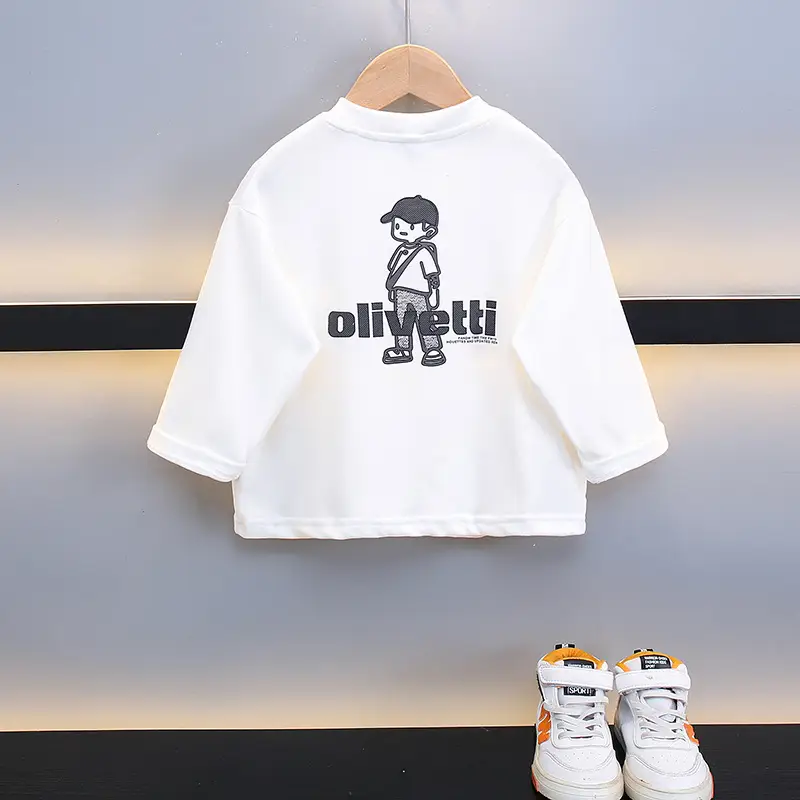 Boys Cotton Oliveetti Print Long Sleeve T-Shirt White 2025 - Image 4