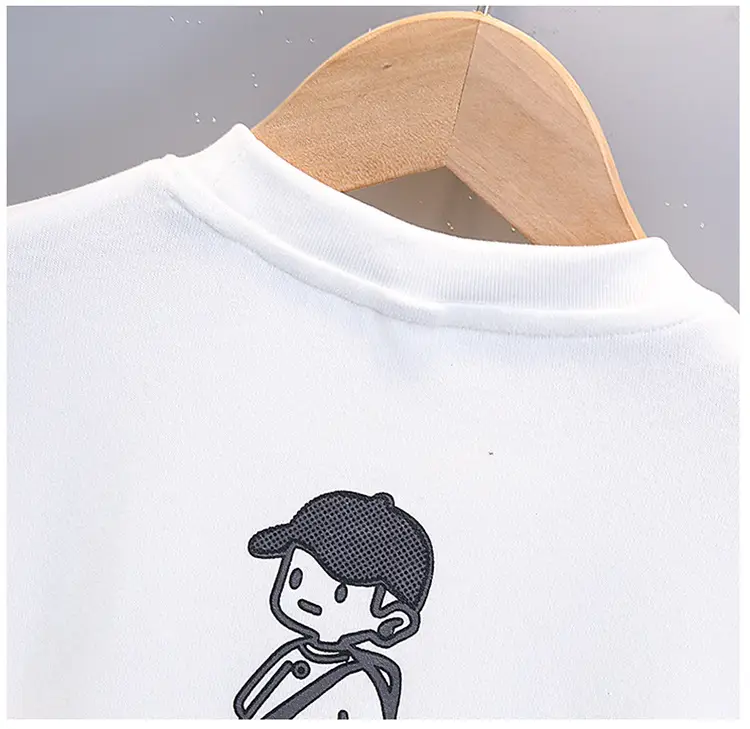 Boys Cotton Oliveetti Print Long Sleeve T-Shirt White 2025 — feature 11