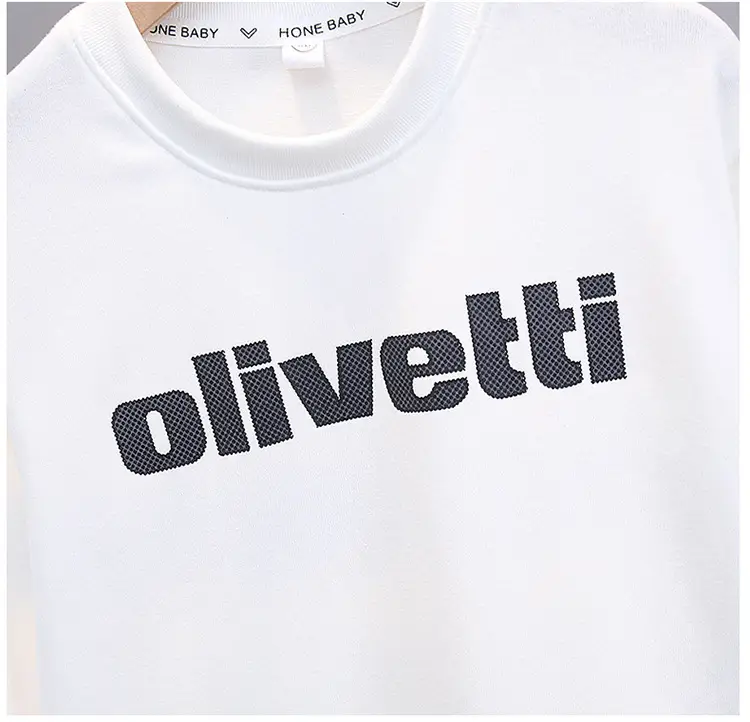 Boys Cotton Oliveetti Print Long Sleeve T-Shirt White 2025 — feature 12