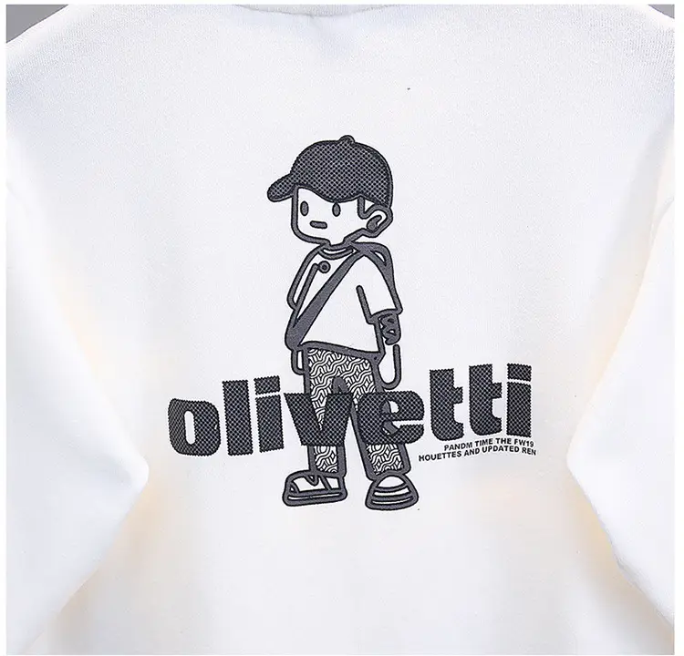 Boys Cotton Oliveetti Print Long Sleeve T-Shirt White 2025 — feature 14