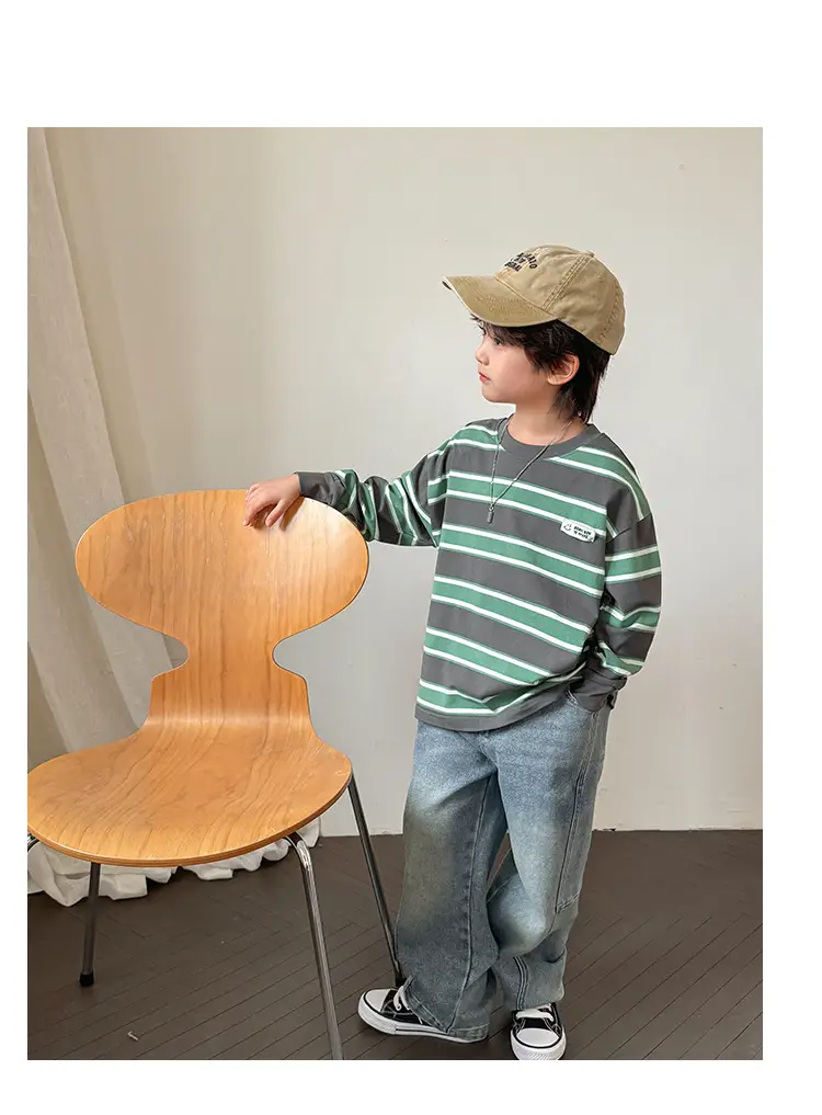 Haima Boys Striped Long Sleeve T-Shirt Spring 2026 — feature 12