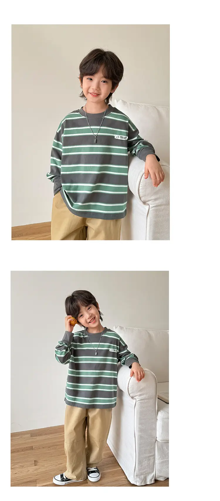 Haima Boys Striped Long Sleeve T-Shirt Spring 2026 — feature 14
