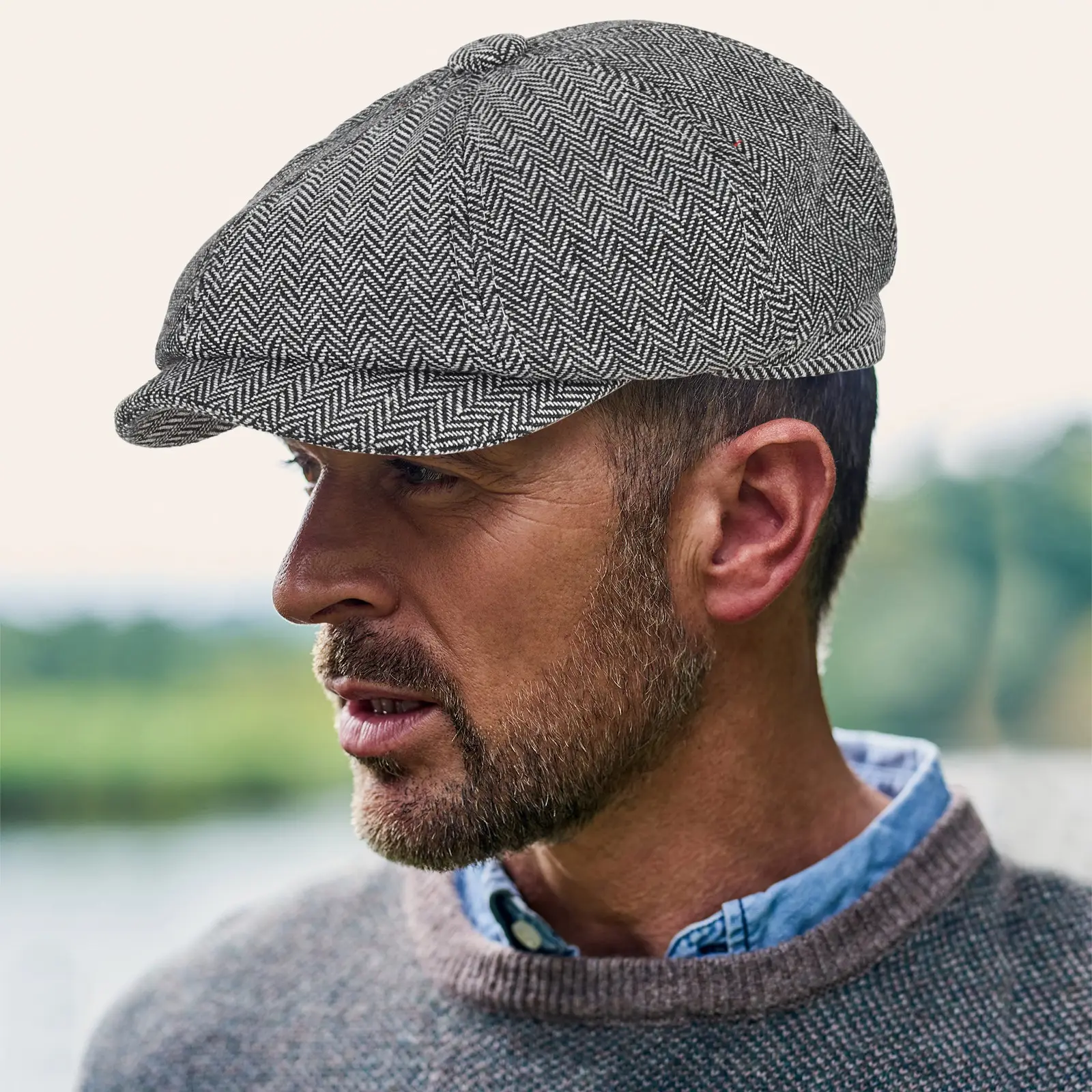 British Style Herringbone Cap for Boys Men Winter