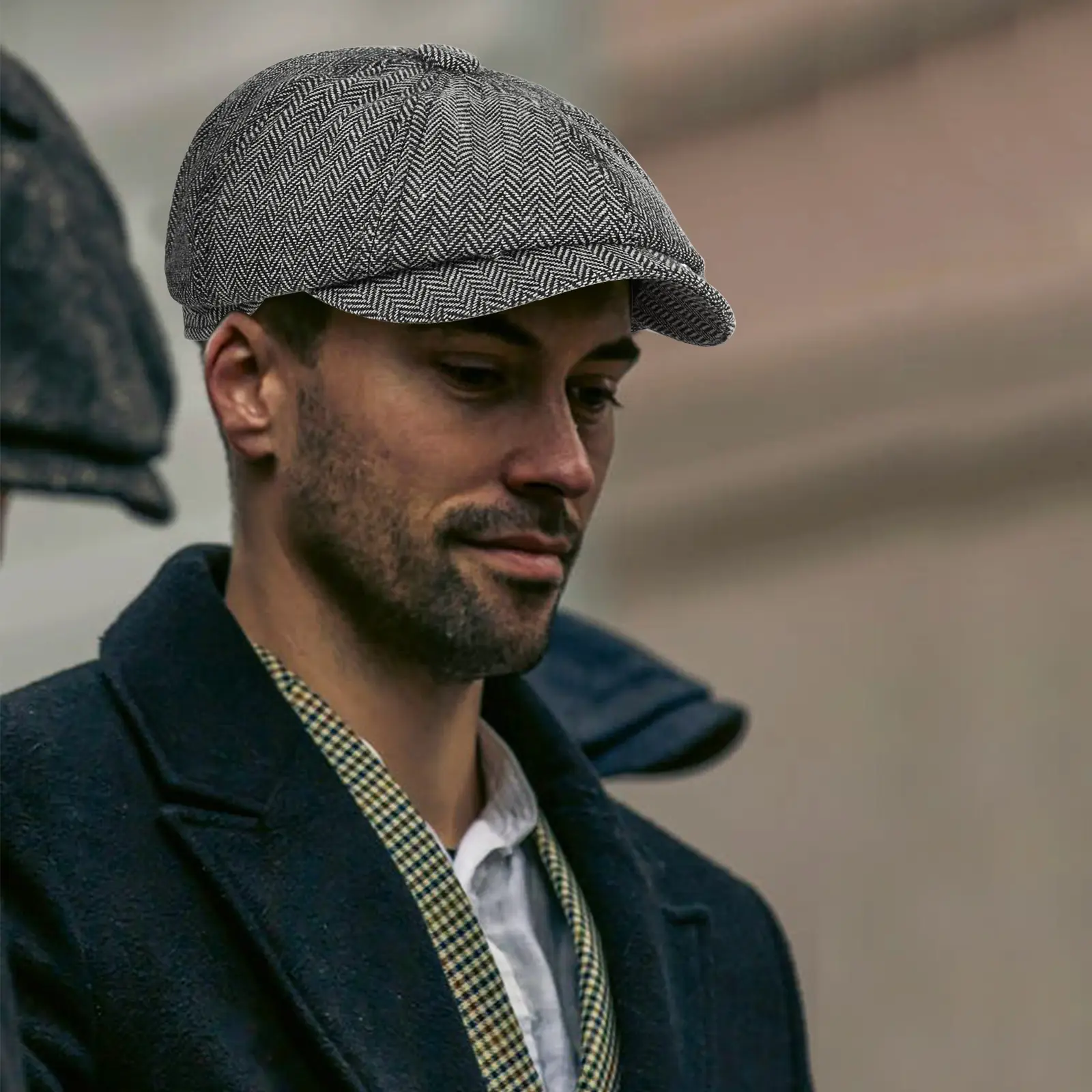 British Style Herringbone Cap for Boys Men Winter