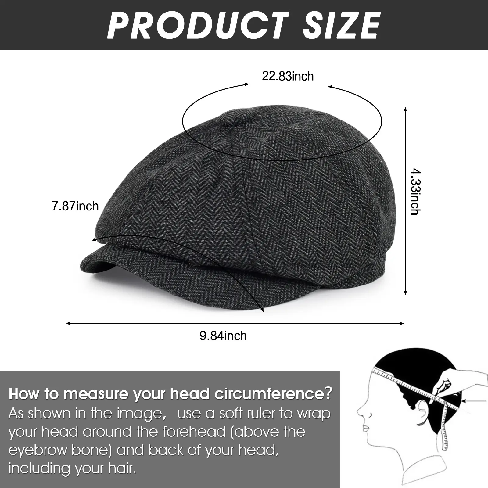British Style Herringbone Cap for Boys Men Winter — feature 6