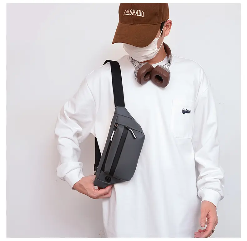 Men's Crossbody Phone Bag Black Large Capacity — feature 24