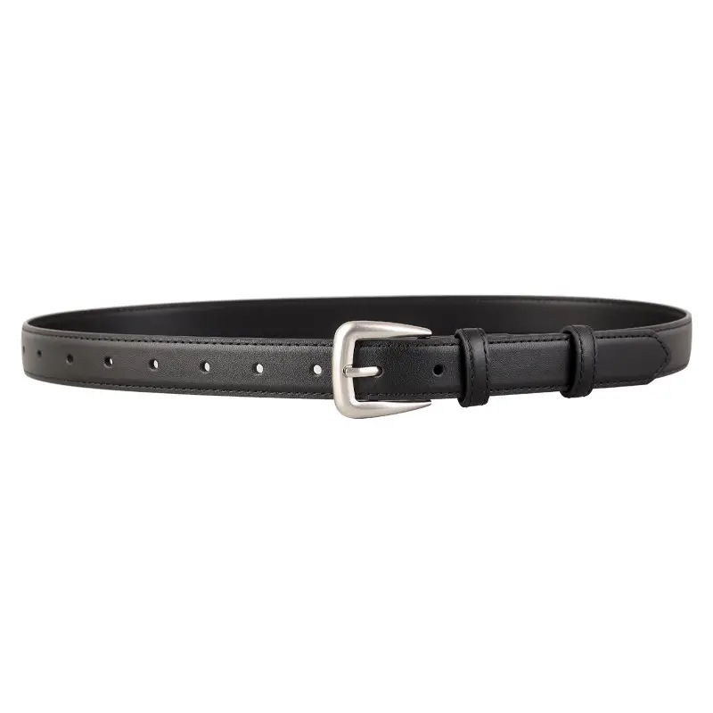 Black Genuine Leather Women's Belt with Korean Pin Buckle - Image 8