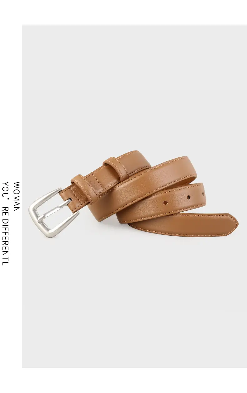 Black Genuine Leather Women's Belt with Korean Pin Buckle — feature 12
