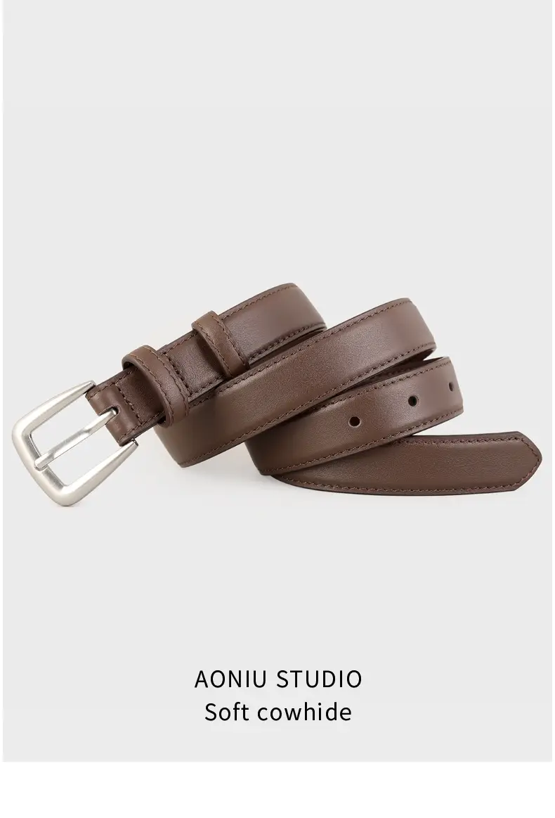 Black Genuine Leather Women's Belt with Korean Pin Buckle — feature 13