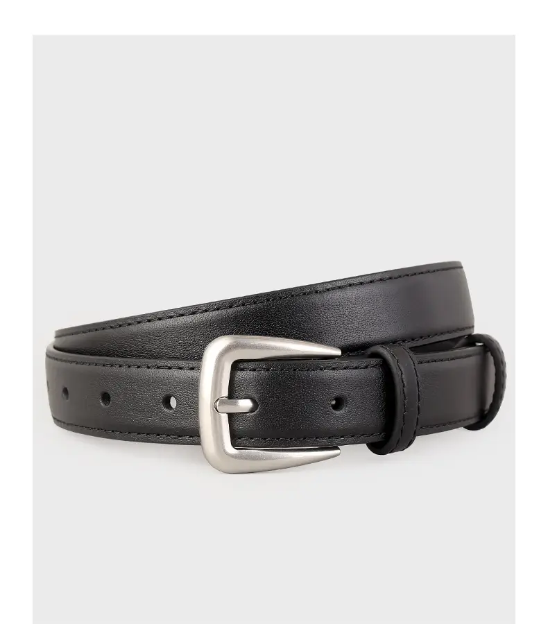 Black Genuine Leather Women's Belt with Korean Pin Buckle — feature 16