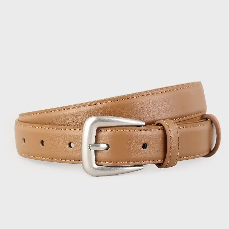 Black Genuine Leather Women's Belt with Korean Pin Buckle - Image 2