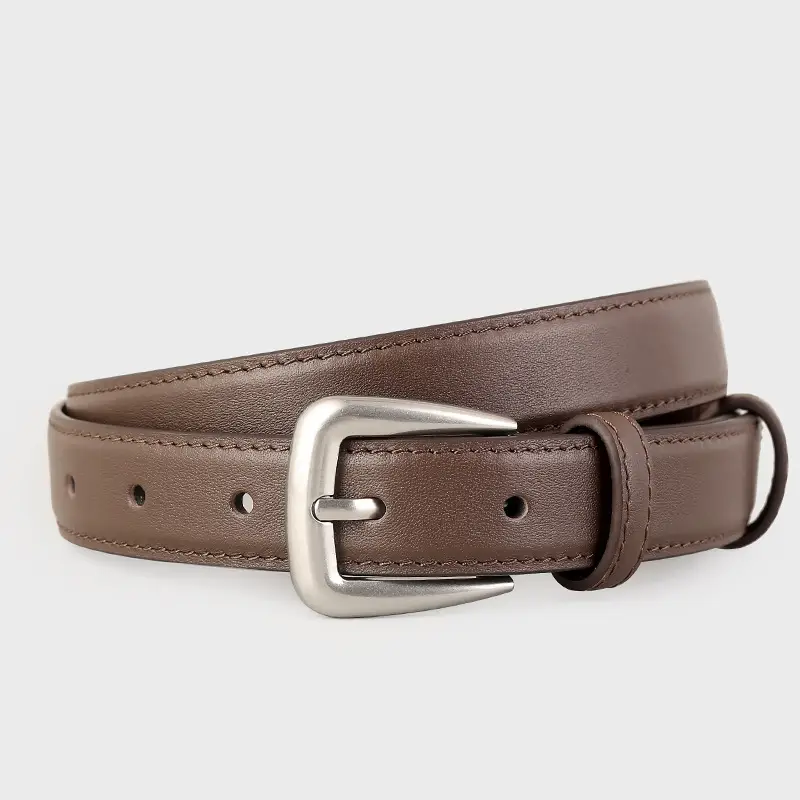 Black Genuine Leather Women's Belt with Korean Pin Buckle - Image 3