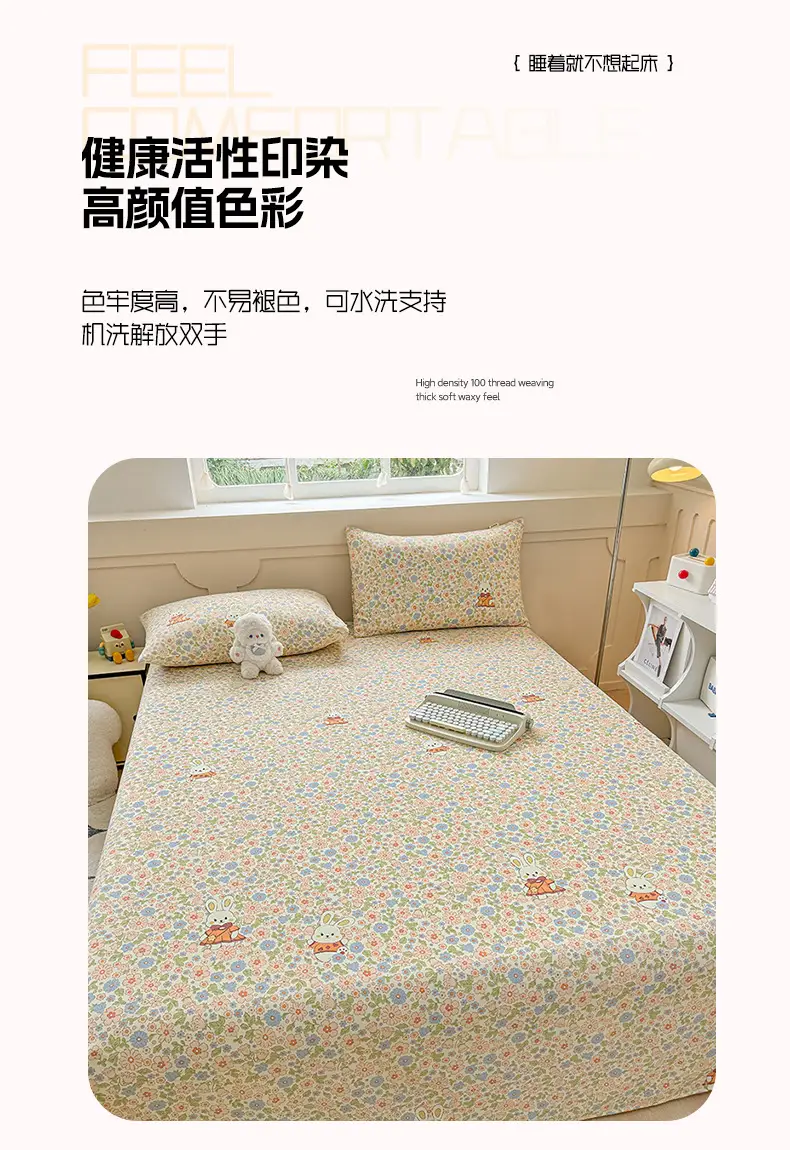 2026 New Coarse Cotton Bed Sheet A-Grade Raw Cotton Printed Bedspread Summer Cooling Mat Tatami Oversized Quilt Wholesale — feature 11