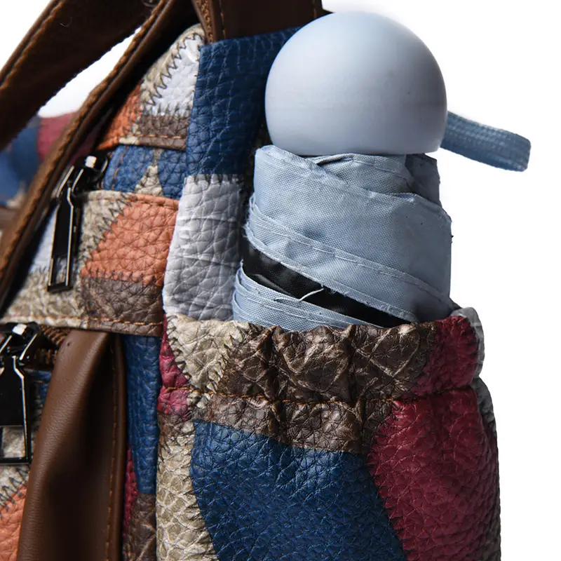 Crossbody Women's Bag with Multi-Layer Zipper & Contrasting Colors - Image 5
