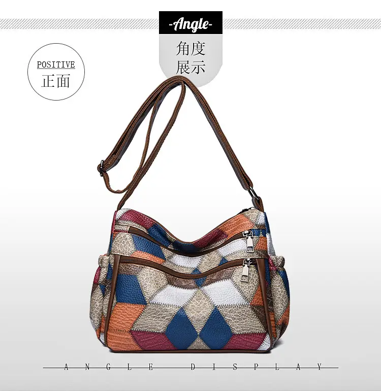 Crossbody Women's Bag with Multi-Layer Zipper & Contrasting Colors — feature 15