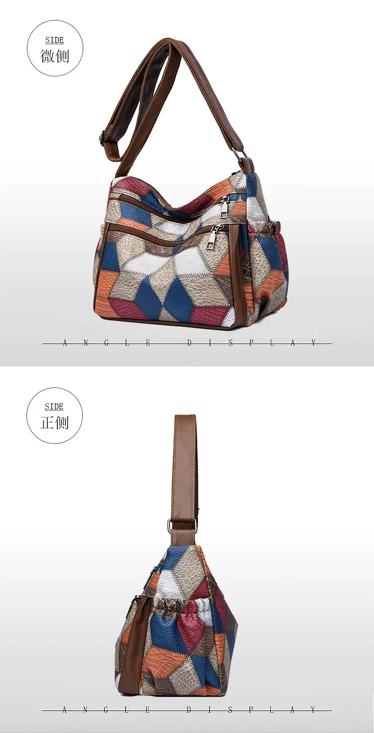 Crossbody Women's Bag with Multi-Layer Zipper & Contrasting Colors — feature 16