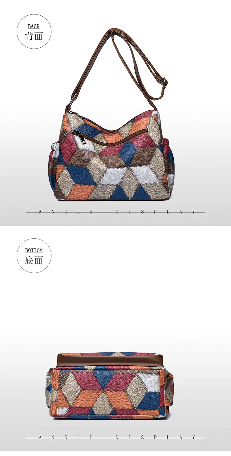 Crossbody Women's Bag with Multi-Layer Zipper & Contrasting Colors — feature 17