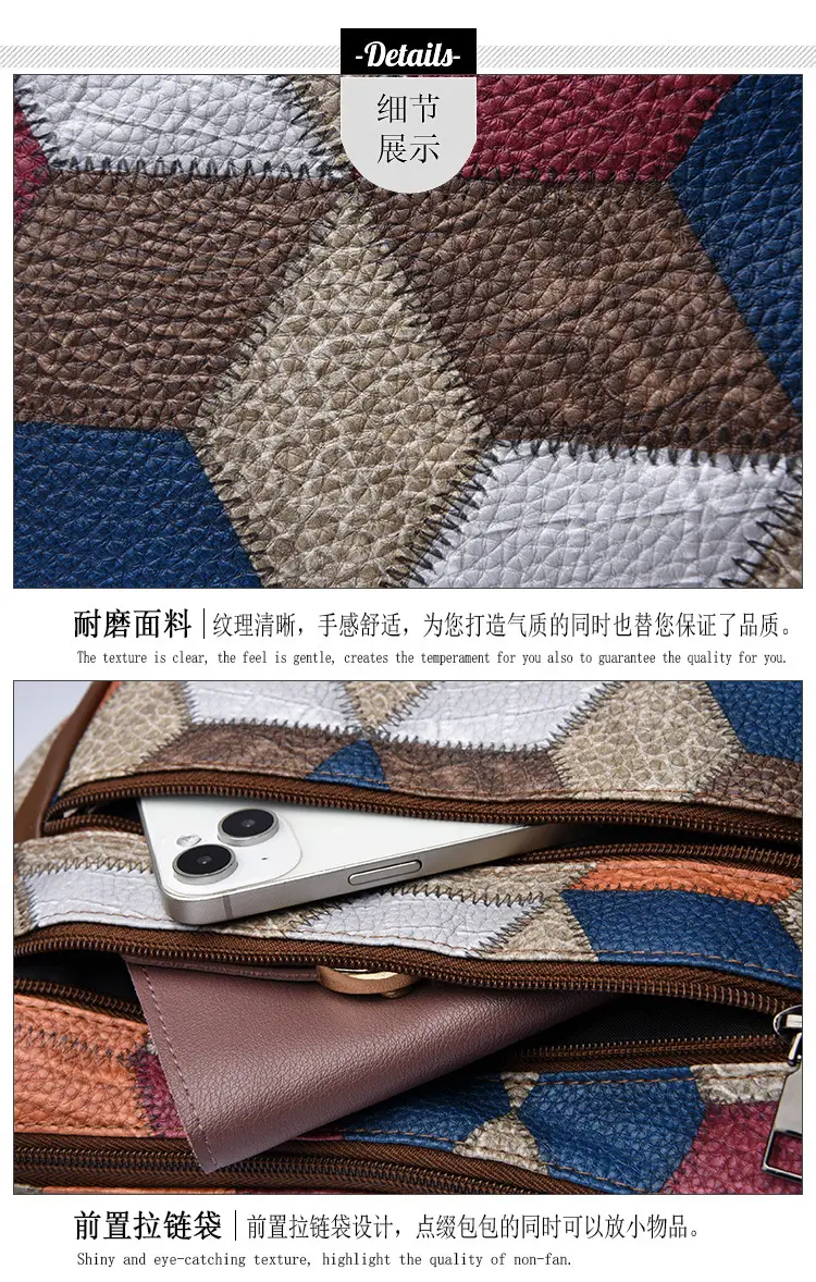 Crossbody Women's Bag with Multi-Layer Zipper & Contrasting Colors — feature 19