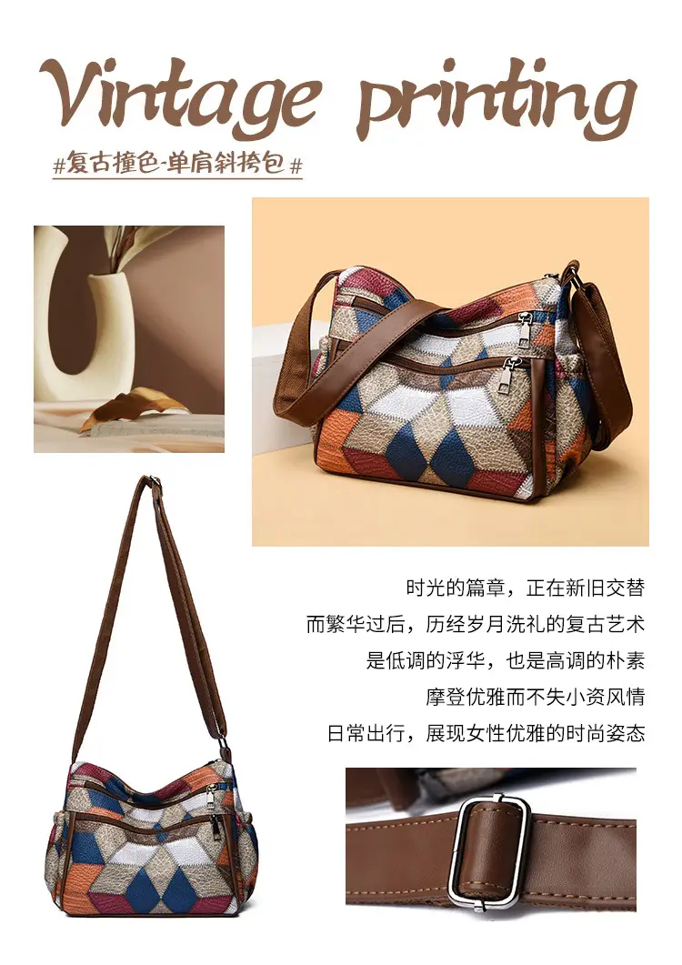 Crossbody Women's Bag with Multi-Layer Zipper & Contrasting Colors — feature 5