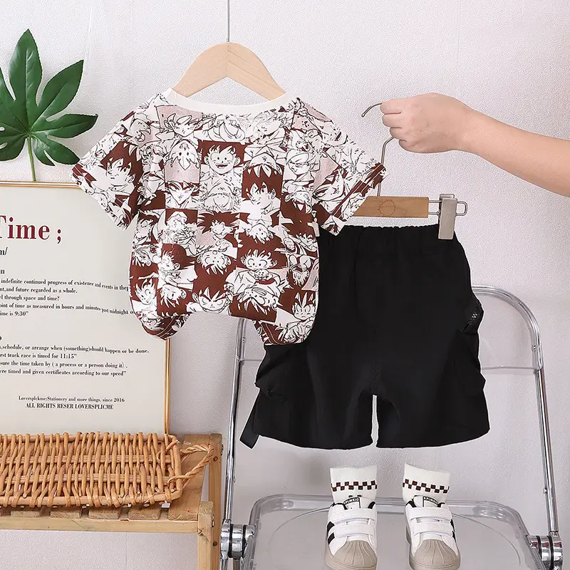 Foreign trade boys T-shirt shorts set 2025 summer - Image 4