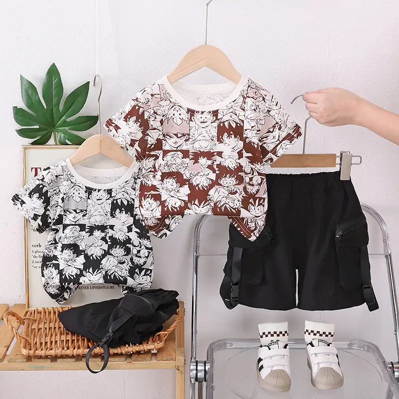 Foreign trade boys T-shirt shorts set 2025 summer — feature 2