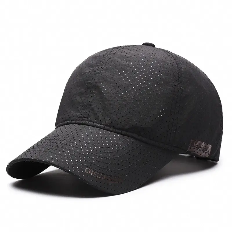 Men's Black Perforated Baseball Cap Outdoor Sports