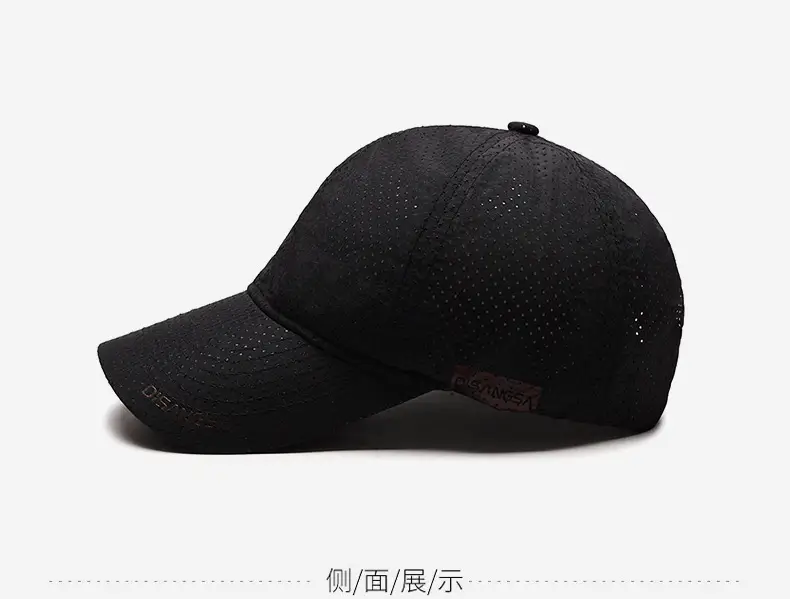 Men's Black Perforated Baseball Cap Outdoor Sports — feature 10