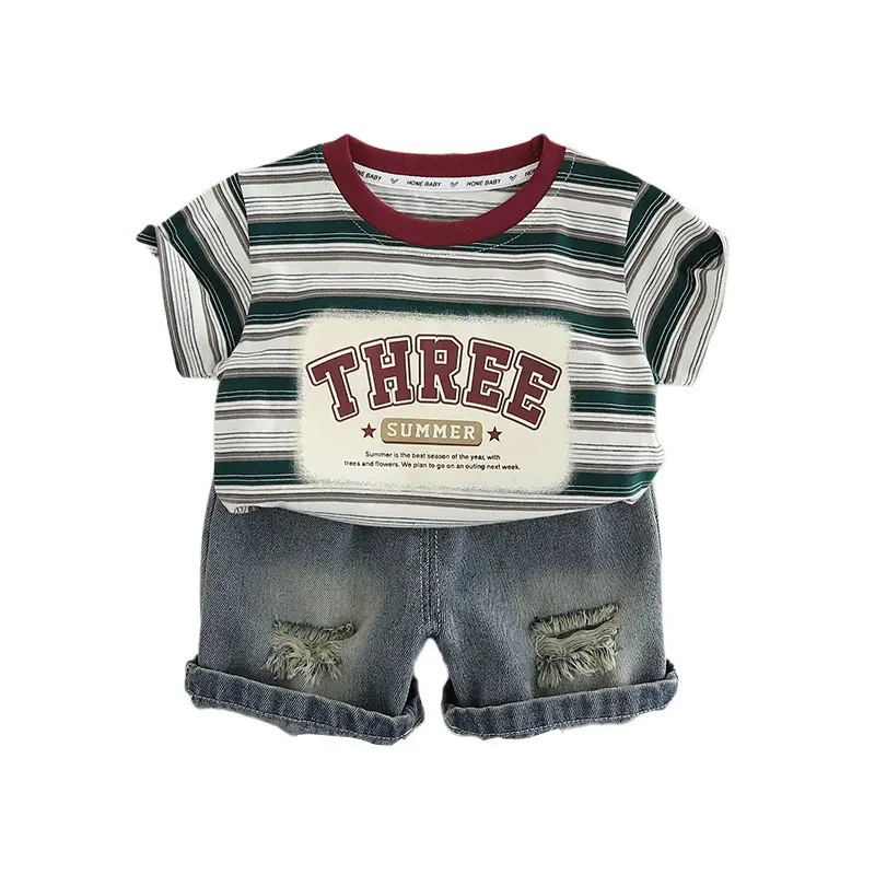 Kids Striped T-Shirt Shorts Set 2025 Summer - Image 5