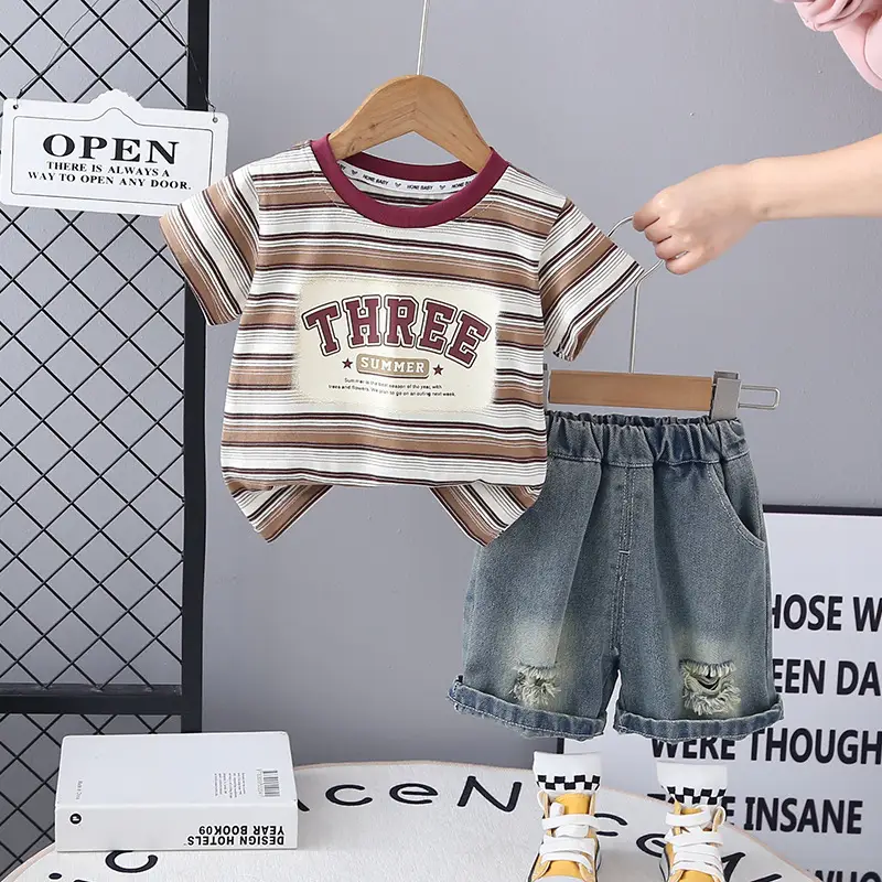 Kids Striped T-Shirt Shorts Set 2025 Summer — feature 4