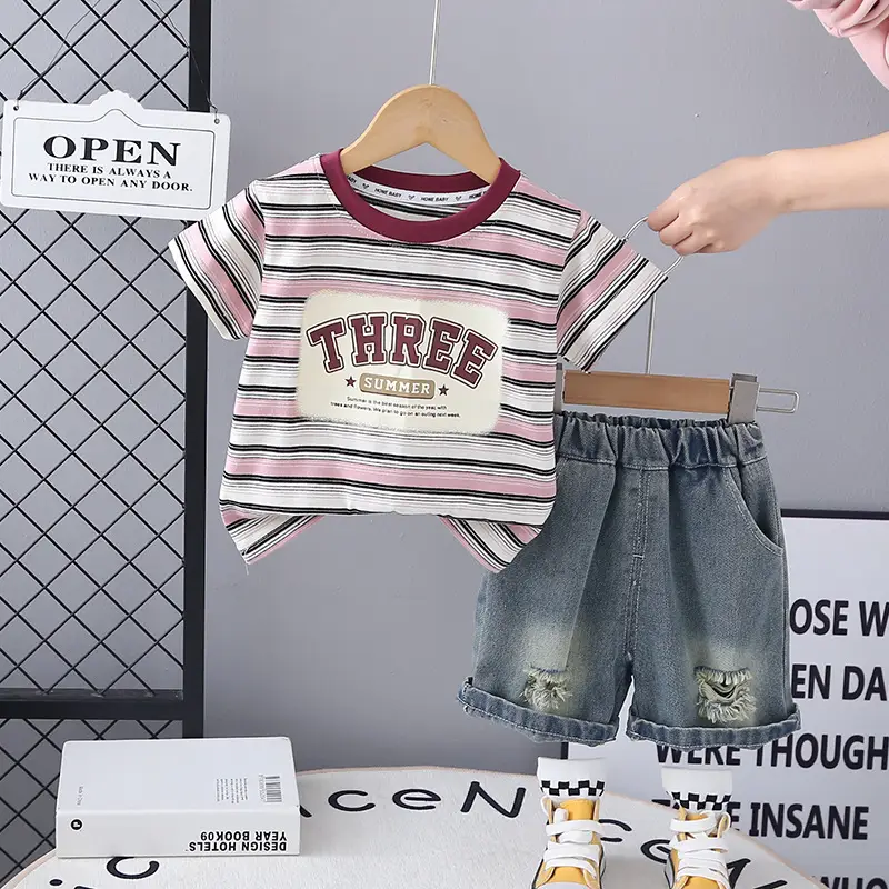Kids Striped T-Shirt Shorts Set 2025 Summer — feature 5