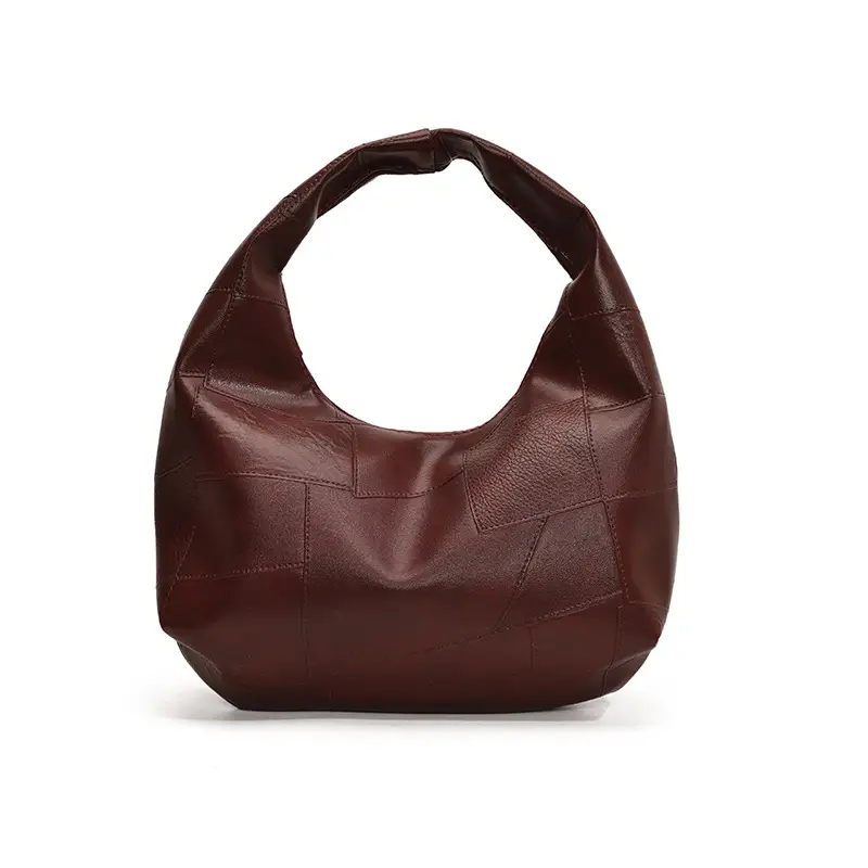 Women's Pleated Underarm Bag Black Brown White - Image 3