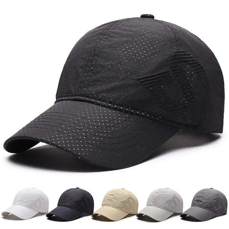 Men's Black Embroidered Perforated Cap - Image 7