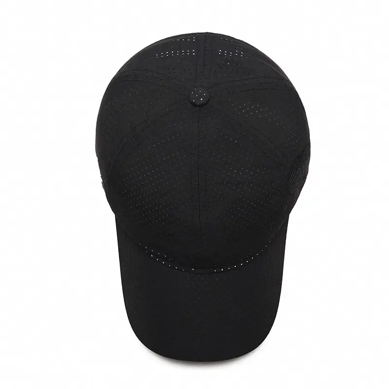 Men's Black Embroidered Perforated Cap - Image 8