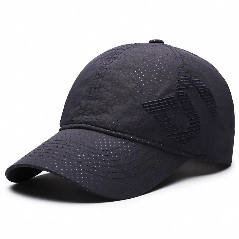 Men's Black Embroidered Perforated Cap - Image 2