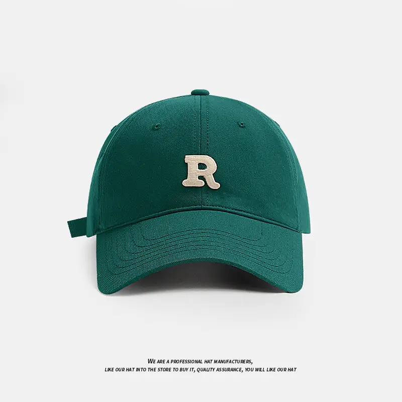 Black Big Head Cap with 'R' Logo for Men Women