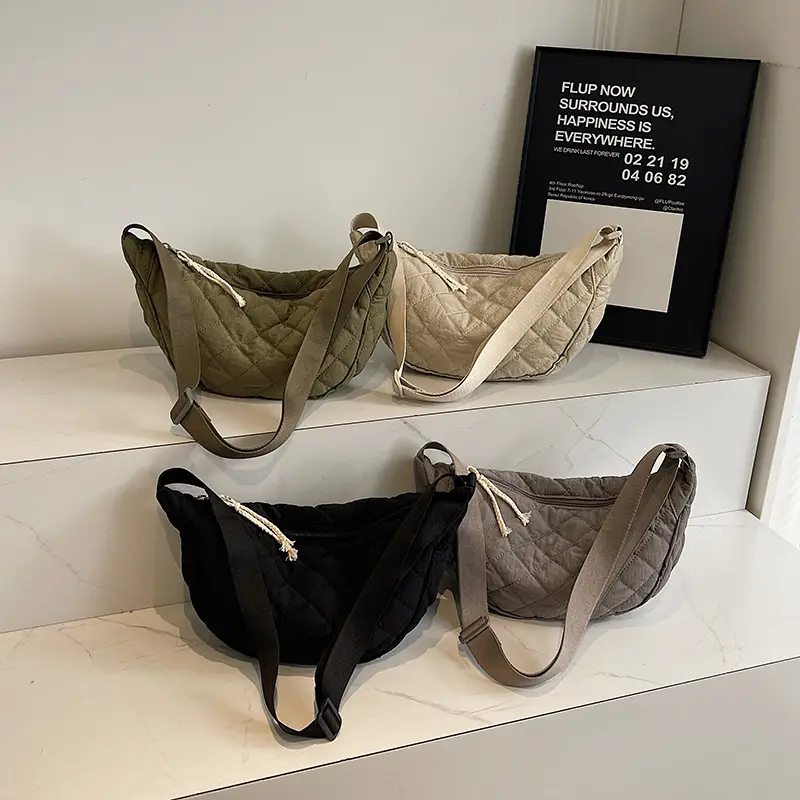 Women Rhombic Canvas Shoulder Bag Lightweight All-match - Image 6