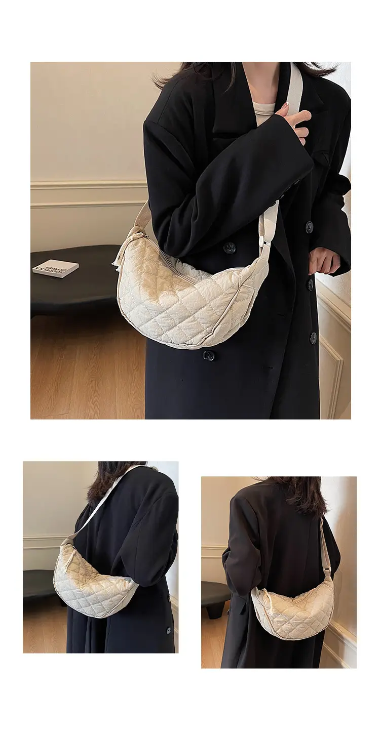 Women Rhombic Canvas Shoulder Bag Lightweight All-match — feature 11