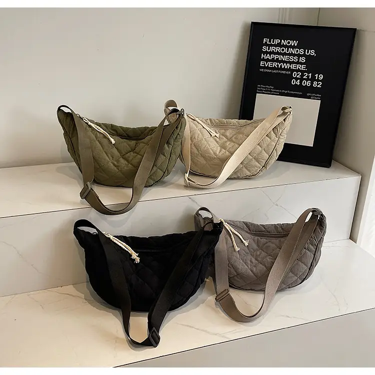 Women Rhombic Canvas Shoulder Bag Lightweight All-match — feature 12