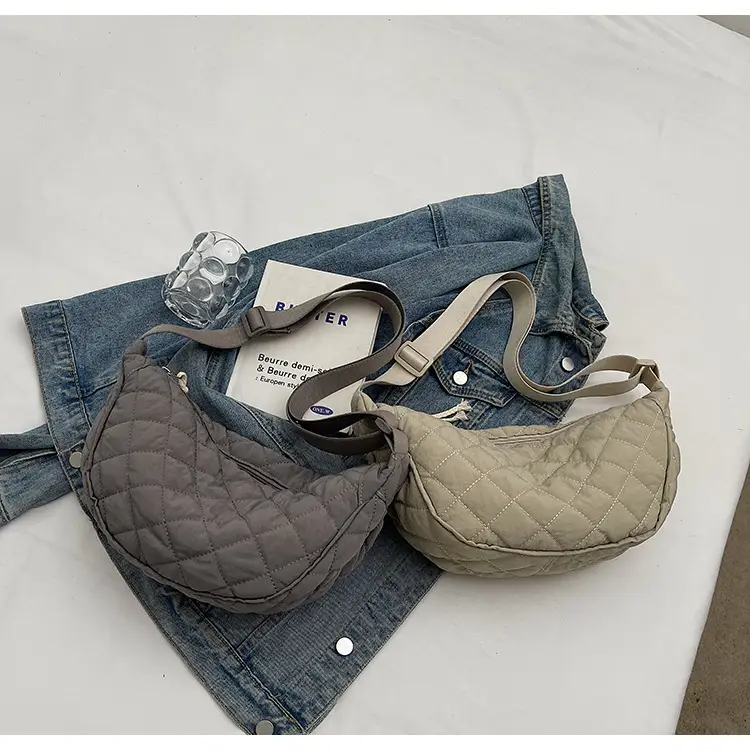 Women Rhombic Canvas Shoulder Bag Lightweight All-match — feature 14