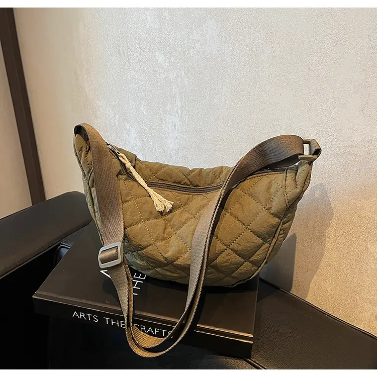 Women Rhombic Canvas Shoulder Bag Lightweight All-match — feature 21