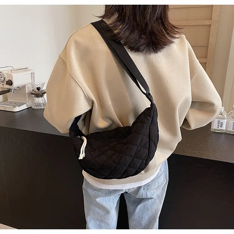 Women Rhombic Canvas Shoulder Bag Lightweight All-match — feature 24