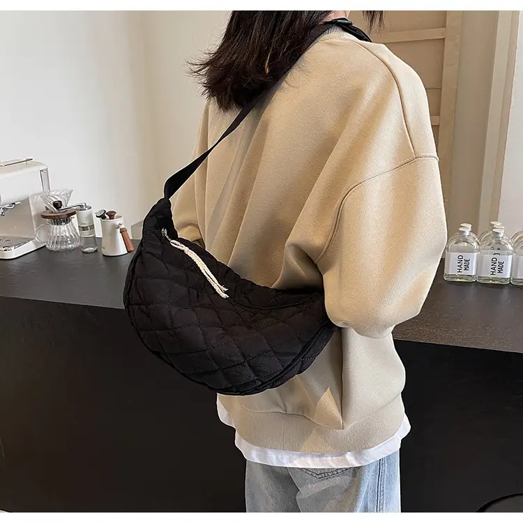 Women Rhombic Canvas Shoulder Bag Lightweight All-match — feature 25