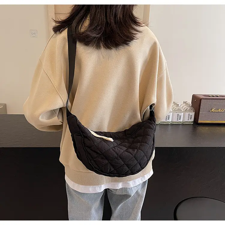 Women Rhombic Canvas Shoulder Bag Lightweight All-match — feature 26