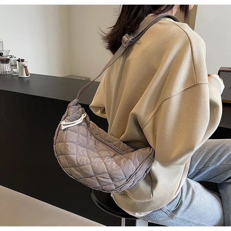Women Rhombic Canvas Shoulder Bag Lightweight All-match — feature 28