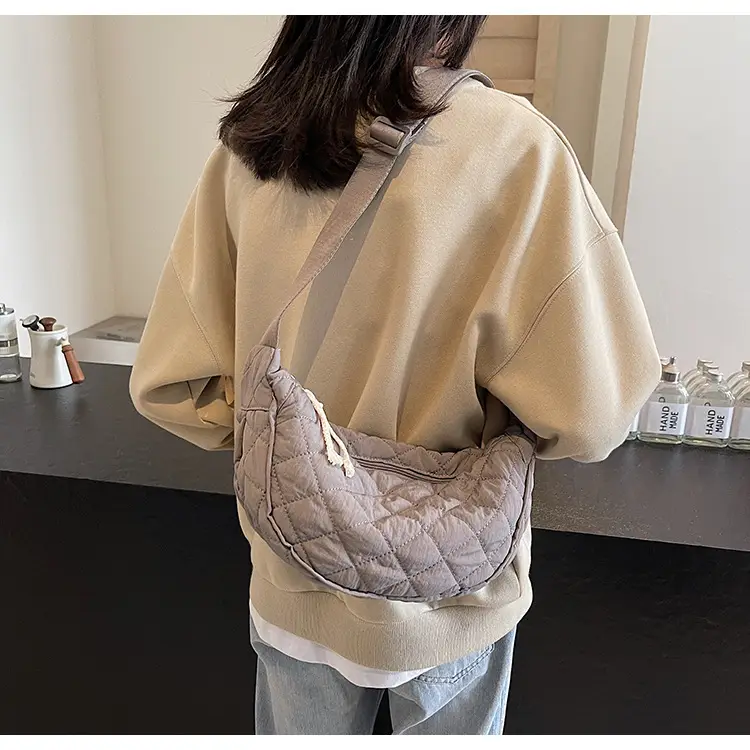 Women Rhombic Canvas Shoulder Bag Lightweight All-match — feature 29