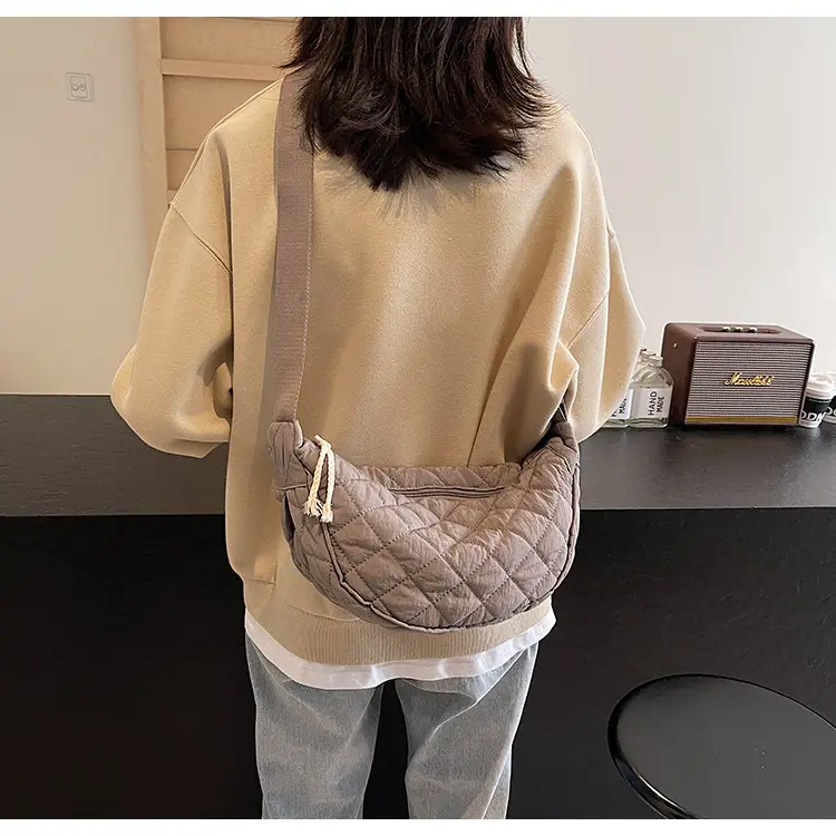 Women Rhombic Canvas Shoulder Bag Lightweight All-match — feature 30