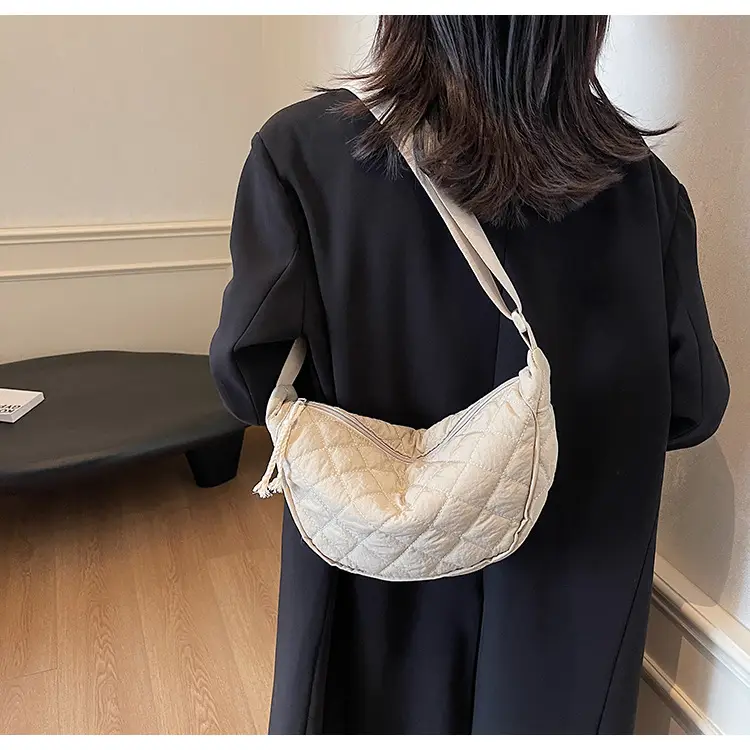 Women Rhombic Canvas Shoulder Bag Lightweight All-match — feature 36