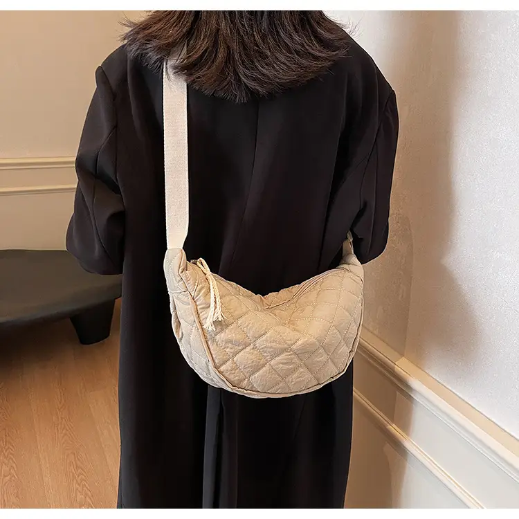 Women Rhombic Canvas Shoulder Bag Lightweight All-match — feature 38
