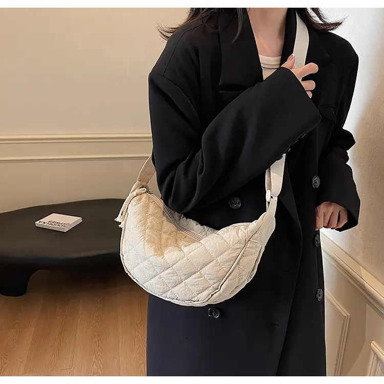 Women Rhombic Canvas Shoulder Bag Lightweight All-match — feature 39